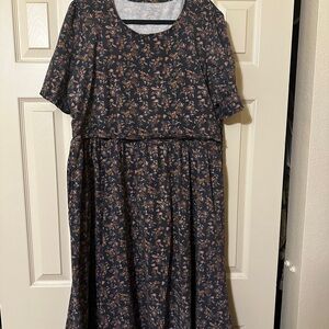 Navy Floral Short-Sleeve Nursing Dress